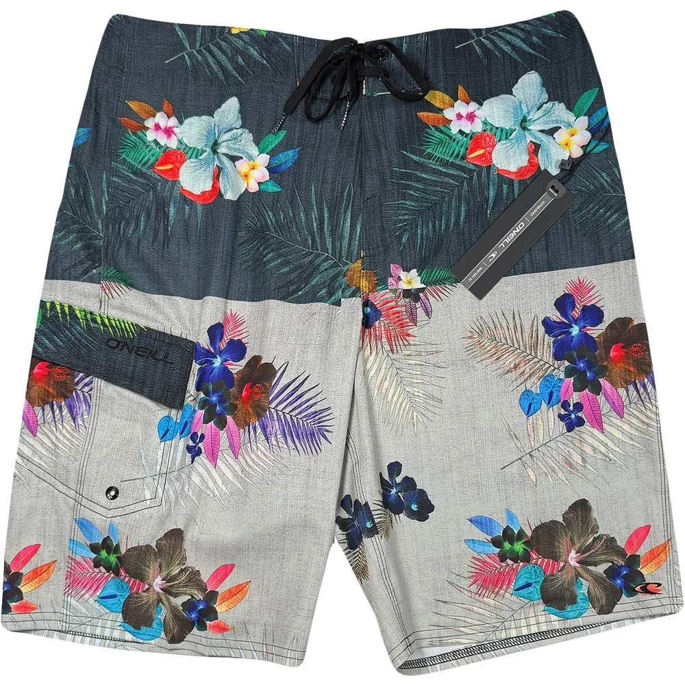 O'Neill Catalina Board Shorts - NWT Mens Size 33‎ Grey / Multi - #46453-B1